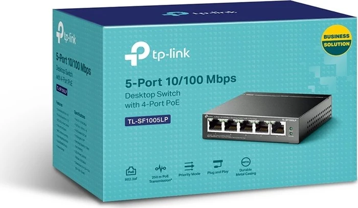 TP-Link TL-SF1000 Desktop Switch, 5x RJ-45, 34W PoE