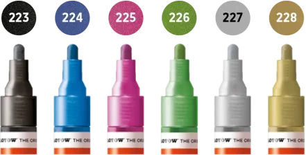 Molotow ONE4ALL 227HS 4mm Acrylmarker Metallic-Set sortiert, 6er-Set, Etui