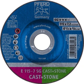 Pferd E 115-7 SG CAST+STONE Schleifscheibe, 115x7.2x22.23mm, 10 Stück