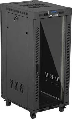 Lanberg 19" Rackschrank 27HE, LCD, freistehend, Flat Pack, V2, Glastür, IP20, RAL 9004, 800mm tief