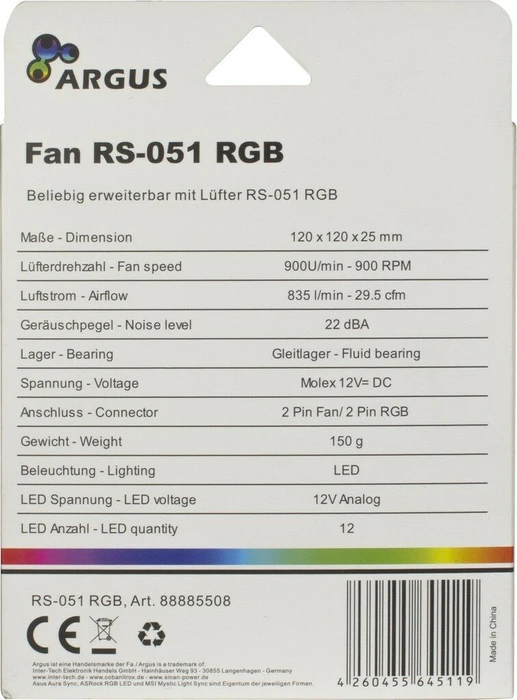 Inter-Tech Argus RS-051 RGB, 120mm