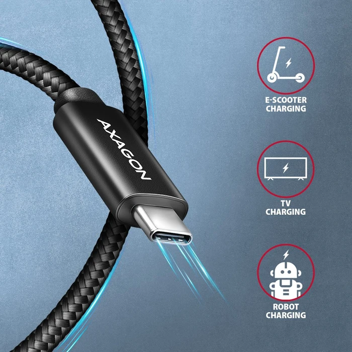 Axagon USB-C Kabel, Charge, USB 2.0, 480Mb/s, 240W PD EPR, USB-C [Stecker] auf USB-C [Stecker], 2.5m