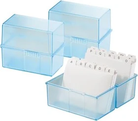 HAN Karteikasten für 300 Karten, A7, blau/transparent