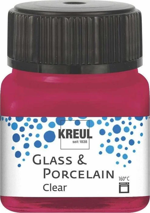 Kreul Glass & Porcelain Clear Malfarbe, weinrot, 20ml