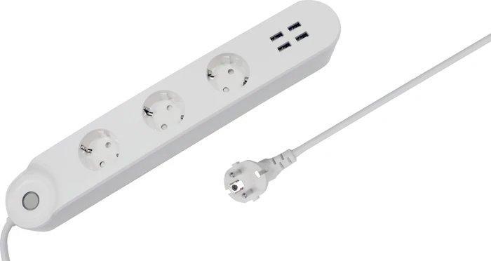 Denver SHP-300U Smart Steckdosenleiste 3-fach, 3680W, 4x USB-A, Smart-Steckdosenleiste