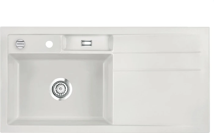 systemceram Bela 100 Einbau Becken links mit Ablauffernbedienung alu