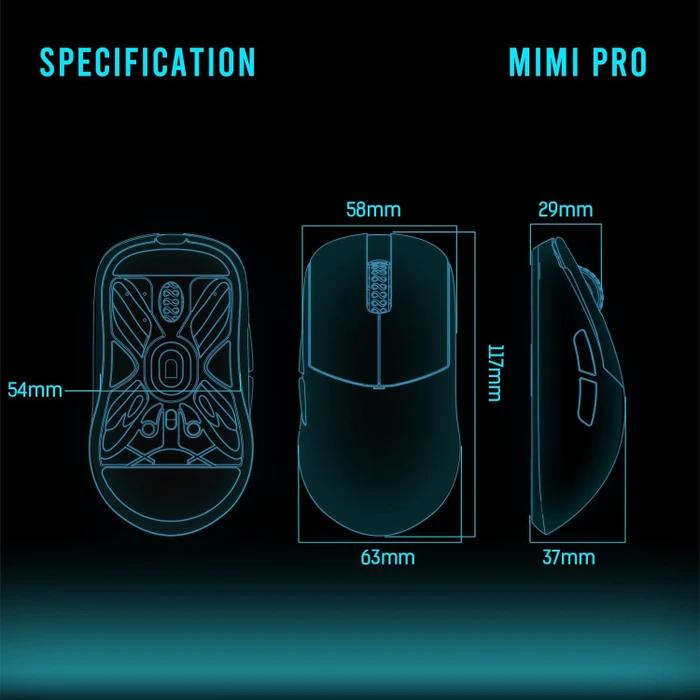 Lamzu Atlantis MINI PRO Wireless Gaming Mouse Miami Blue, USB