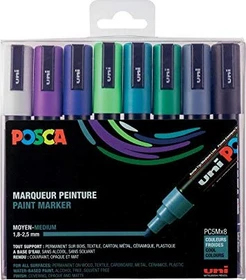 Uni-Ball POSCA PC-5M Acrylmarker kalte Farben sortiert, 8er-Set