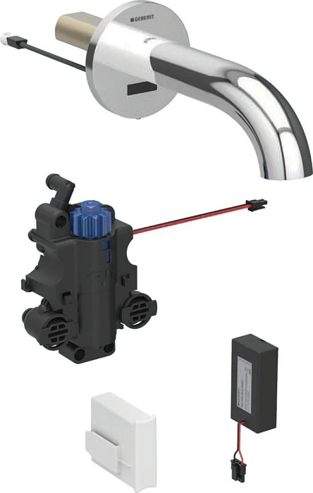 Geberit Piave Waschtischarmatur mit Batteriebetrieb und Thermostatmischer 22cm für UP-Funktionsbox glanz-verchromt