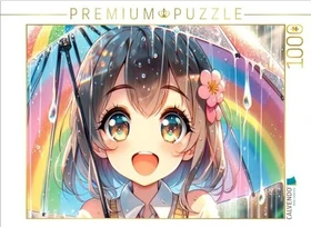 Calvendo Manga Mädchen - Regenbogenfreude unter Tropfen