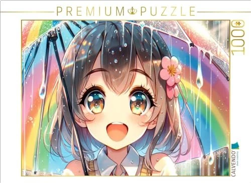 Calvendo Manga Mädchen - Regenbogenfreude unter Tropfen