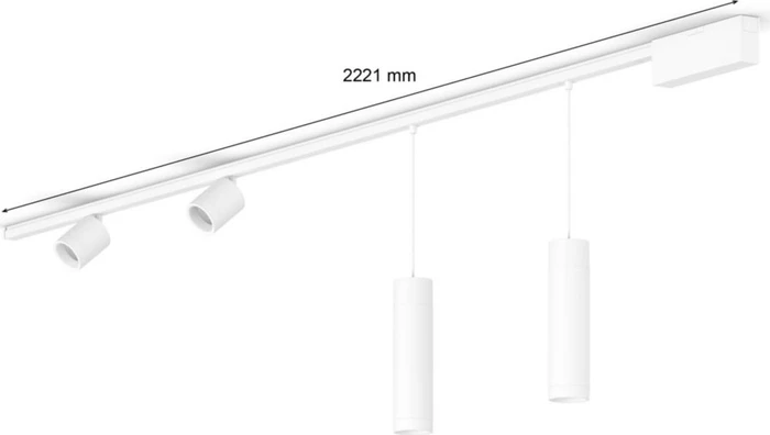Philips Hue White and Color Ambiance Basis Perifo Schienensystem für die Decke gerade mit 2 Spots & 2 Pendelleuchten weiß