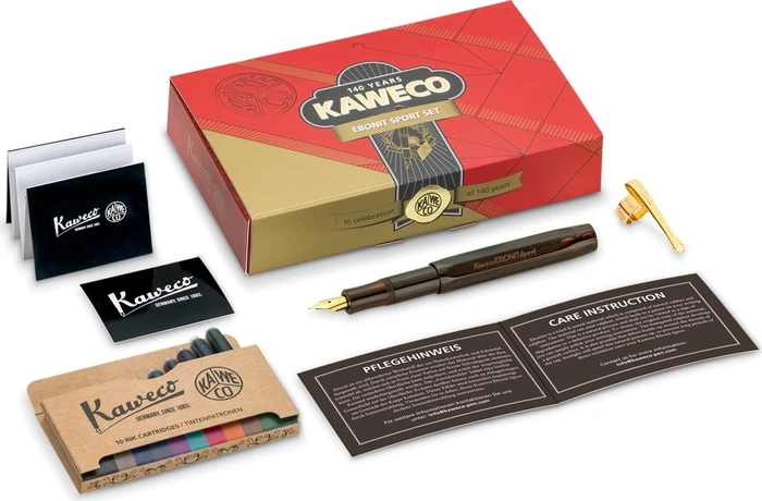Kaweco EBONIT Sport - 140 Jahre Limited Edition braun/schwarz, rechte Hand, mittel, Faltschachtel