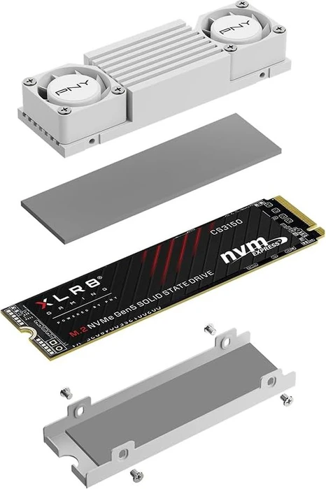 PNY CS3150 White 2TB, M.2 2280 / M-Key / PCIe 5.0 x4, Kühlkörper