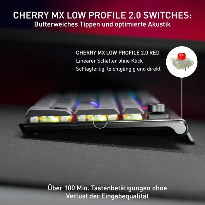 Cherry MX 10.1 Wireless, schwarz, MX LOW PROFILE 2.0 RED, USB/Bluetooth, DE