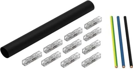 Wago Leitungsreparatur-Set für Mantelleitungen Durchgang mit Kleber Leitungsdurchmesser 8-24mm mit beigelegten Verbindungsklemmen mittelwandig, schwarz