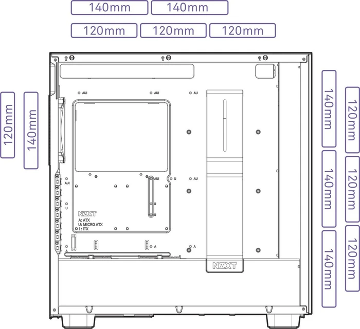 NZXT H7 Flow Black, schwarz, Glasfenster