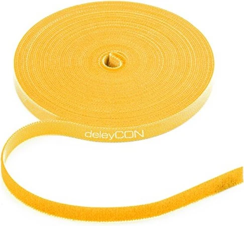 deleyCON Klett-Kabelbinder, 10mm, 10m, gelb