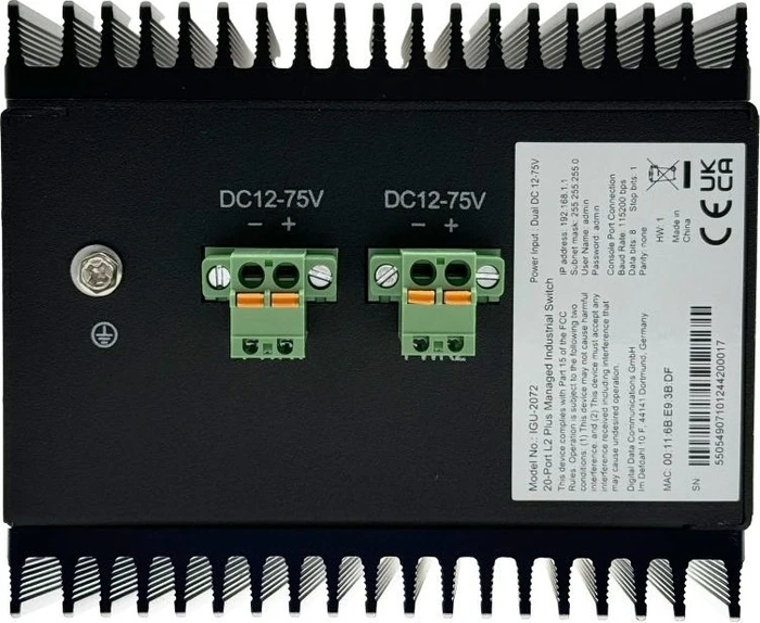 LevelOne IGU Industrial Railmount Gigabit Managed Switch, 12x SFP, 8x RJ-45