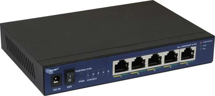 Allnet SG80 Desktop 2.5G Switch, 5x RJ-45, 50W PoE+