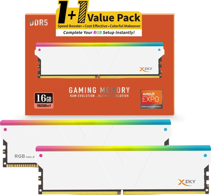 V-Color Manta XSky RGB weiß UDIMM 16GB, DDR5-6000, CL28-36-36-96