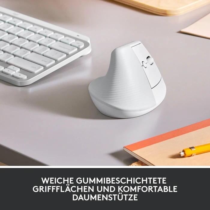 Logitech Lift Vertical Ergonomic Mouse, Off-White, Logi Bolt, USB/Bluetooth
