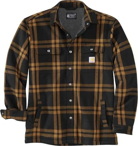 Carhartt Relaxed Fit Flannel Sherpa Lined Hemd langarm schwarz (Herren)