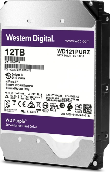 Western Digital WD Purple 12TB, 24/7, 512e / 3.5" / SATA 6Gb/s
