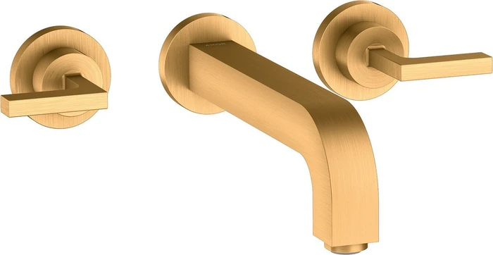 Hansgrohe Axor Citterio 3-Loch Waschbeckenarmatur mit Hebelgriffen 222mm brushed gold optic