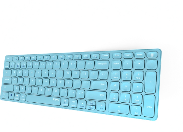 Rapoo E9700M Multi-mode Wireless Ultra-slim Keyboard blau, USB/Bluetooth, DE