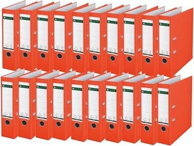 Leitz Qualitäts Ordner 2-Ring 180° Plastik, 80mm, A4, hellrot, 20er-Pack