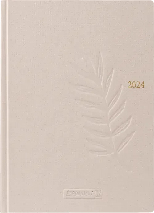 Brunnen Taschenkalender Modell 731 Wochenkalender 2024, 100x140mm, Karton-Cover, hanf, 88 Blatt
