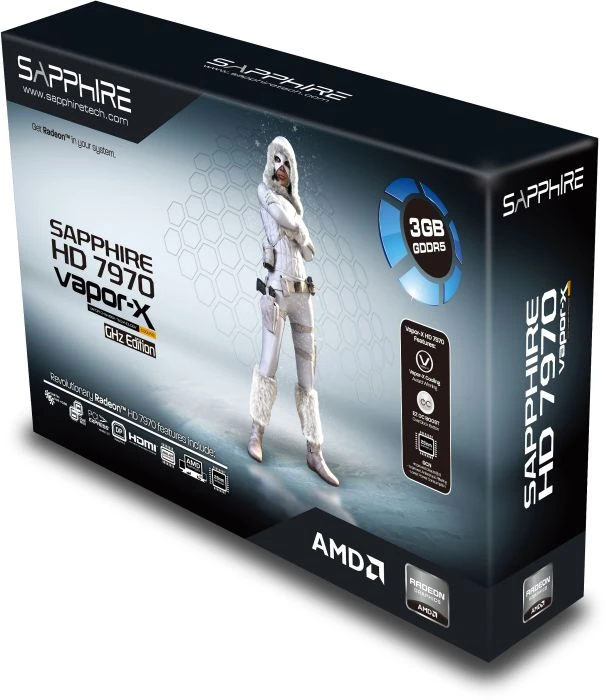 Sapphire Vapor-X Radeon HD 7970 GHz Edition, 3GB GDDR5, 2x DVI, HDMI, DP, full retail