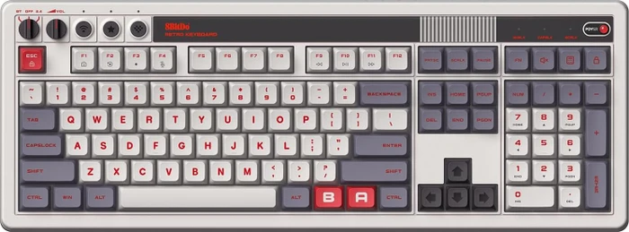 8BitDo Retro 108 Mechanical Keyboard, N Edition, grau, Kailh Box V2 WHITE, USB/Bluetooth, US