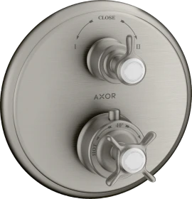 Hansgrohe Axor Montreux Thermostat Unterputz mit Kreuzgriff und Ab- und Umstellventil edelstahloptik