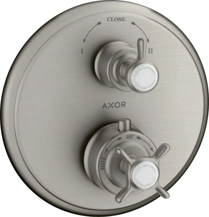 Hansgrohe Axor Montreux Thermostat Unterputz mit Kreuzgriff und Ab- und Umstellventil edelstahloptik