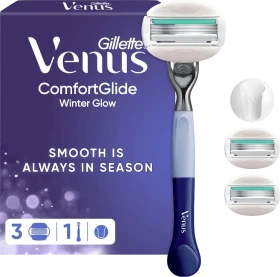 Gillette Venus ComfortGlide Winter Glow Rasierer + 3 Wechselklingen + Duschhalterung