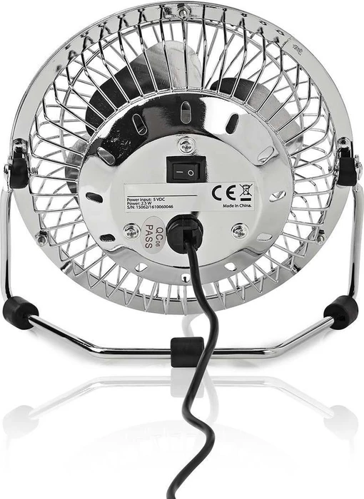 Nedis FNDK1CR10 USB Mini Tischventilator aus Metall 10cm chrom