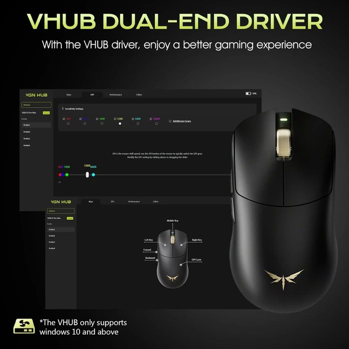 VGN Dragonfly F2 Pro Max 8KHz Wireless Gaming Maus, schwarz, USB/Bluetooth