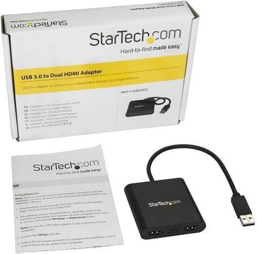 StarTech USB-A 3.0/2x HDMI Adapter, schwarz