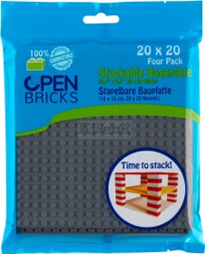 Open Bricks Stapelbare Bauplatte 20x20 Four Pack dunkelgrau