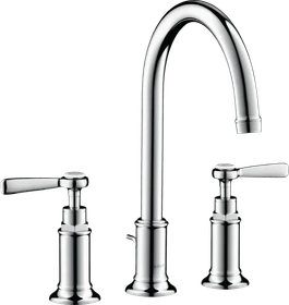 Hansgrohe Axor Montreux 3-Loch Waschtischarmatur 180 mit Hebelgriffen und Zugstangen-Ablaufgarnitur polished chrome