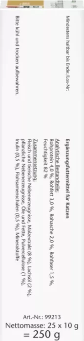 Doppelherz Anti-Hairball Complex für Katzen, Anti-Hairball Malzpaste, 25 Portionsbeutel, 250g