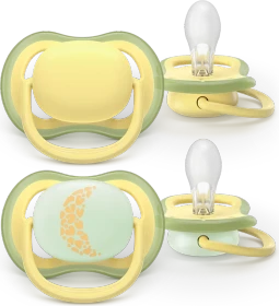 Philips Avent SCF349/53 Ultra Air Day & Night Beruhigungsschnuller, 6-18M, Silikon, grün/gelb, 2 Stück