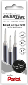 Pentel EnerGel Roller Pen LR7-AX Tintenrollermine 0.35mm (0.7mm Ball) schwarz, 3er-Pack