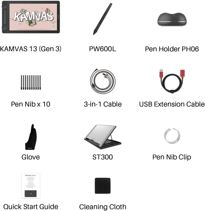 Huion Kamvas 13 Gen3, Cosmos Black, mit Standfuß