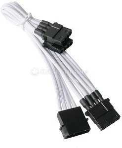 BitFenix Alchemy 4-Pin Molex auf 3x 4-Pin Molex 55cm, sleeved weiß/schwarz
