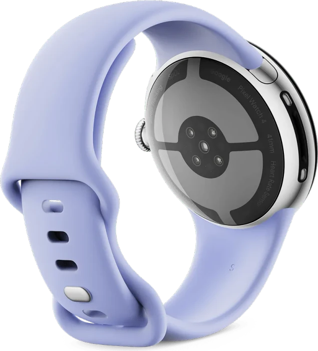 Google Pixel Watch 4 (Wi-Fi) 41mm Polished Silver mit Sportarmband Iris
