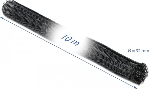 DeLOCK Geflechtschlauch mit Klettverschluss, 32mm, 10m, schwarz