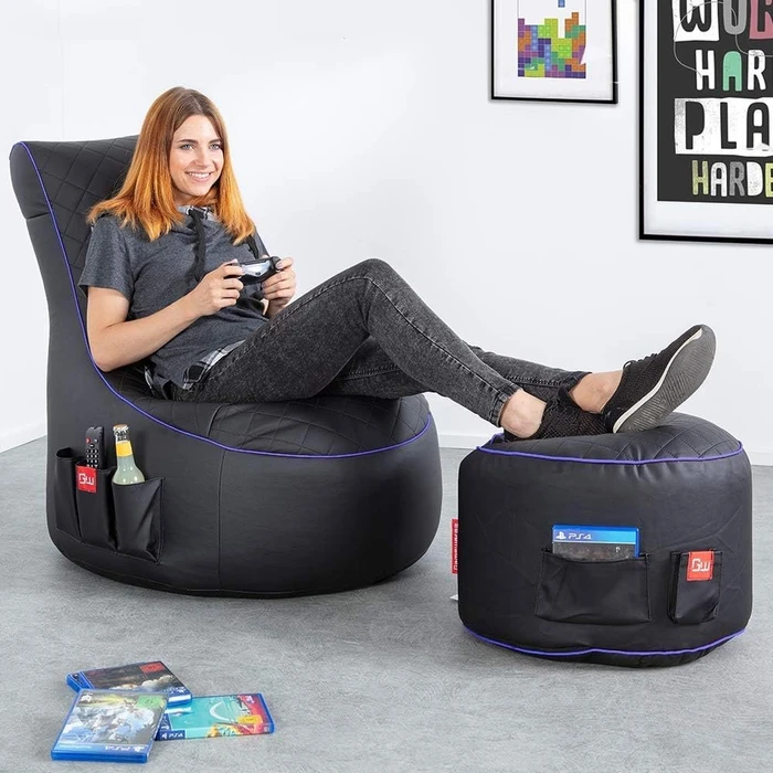Gamewarez Gaming Sitzsack Classic Arctic Hurricane, schwarz/blau